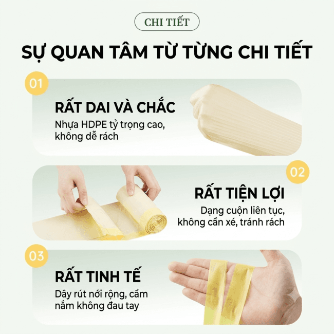 [DEAL HOT SÀN SỈ] Túi Đựng Rác Dây Rút Siêu Dày Dặn Khó Rách - Túi Rác Vàng Kem Tiện Lợi Cho Gia Đình — 4