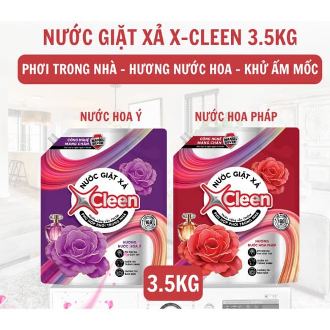 Nước Giặt Xả X-Cleen Đậm Đặc Hương Nước Hoa Bộ Đôi Pháp & Ý Lưu Hương Sạch Sâu — 2