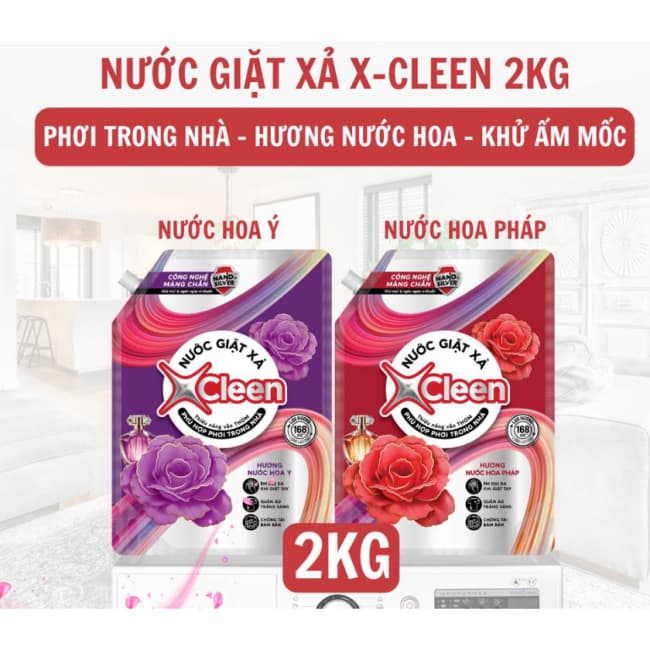 Nước Giặt Xả X-Cleen Đậm Đặc Hương Nước Hoa Bộ Đôi Pháp & Ý Lưu Hương Sạch Sâu