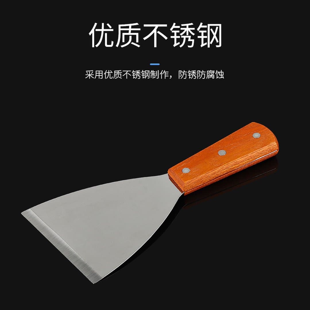 Xẻng Lật Inox Cán Gỗ Đa Năng - Xẻng Chiên Bít Tết, Làm Bánh Kếp, Mì Lạnh Tiện Lợi Cho Nhà Hàng, Quán Ăn — 3