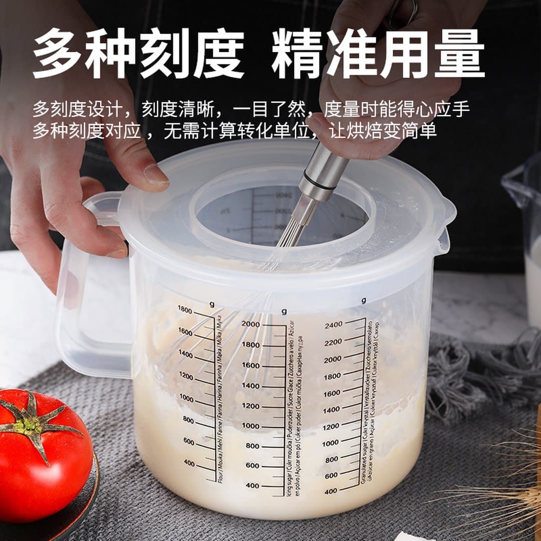 Cốc Đo Nhựa Khổ Lớn 2.5L Có Vạch Chia Chia Độ Có Nắp - Ca Đo Lường Pha Chế Trà Sữa, Đánh Trứng, Trộn Bột Cao Cấp — 4