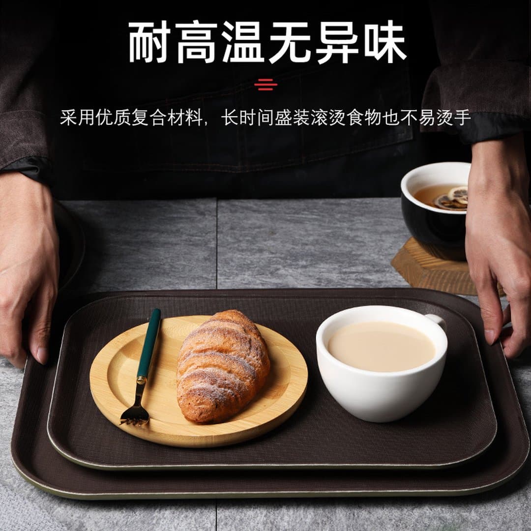 Khay Phục Vụ Ăn Uống Chống Trượt Bằng Nhựa Cường Lực Cao Cấp – Khay Tròn & Hình Chữ Nhật Chuyên Dụng Cho Nhà Hàng, Khách Sạn, Quán Cafe, KTV — 3