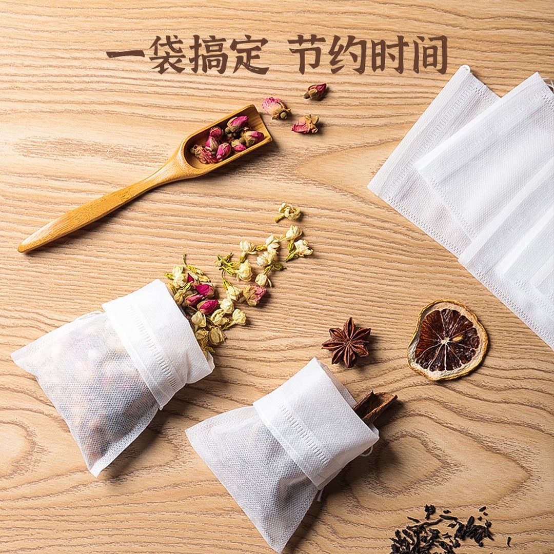 Túi Lọc Trà Dây Rút Vải Không Dệt Dùng Một Lần 5,5×7–20×30cm, Túi Lọc Thực Phẩm Nấu Súp Gia Vị Thuốc Bắc 100 Cái — 3
